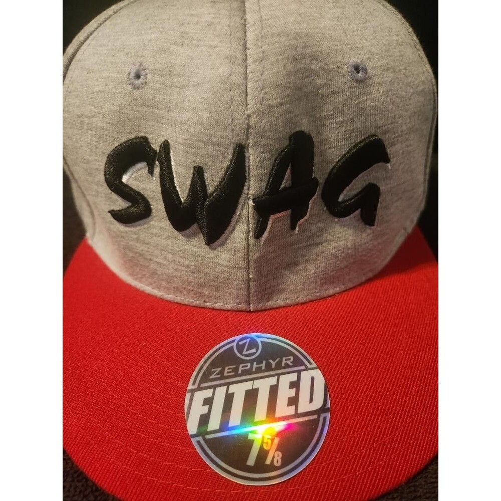 Swag Me Out 3D Letters Gray Top Red Bill Zephyr 32/5 Chopped Fitted 7 5/8 Hat